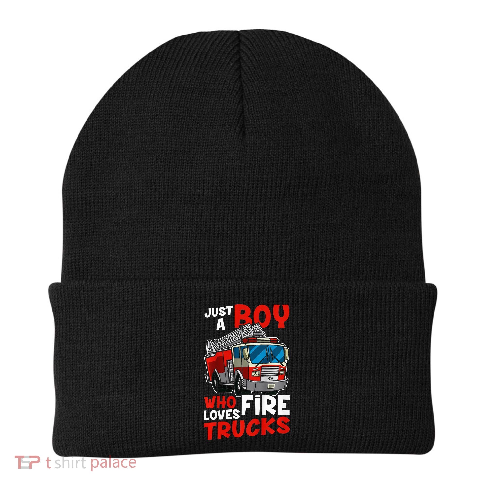 Firefighter Just A Boy Who Loves Fire Trucks Beanie
