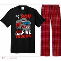 Firefighter Just A Boy Who Loves Fire Trucks Pajama Set thumb 0
