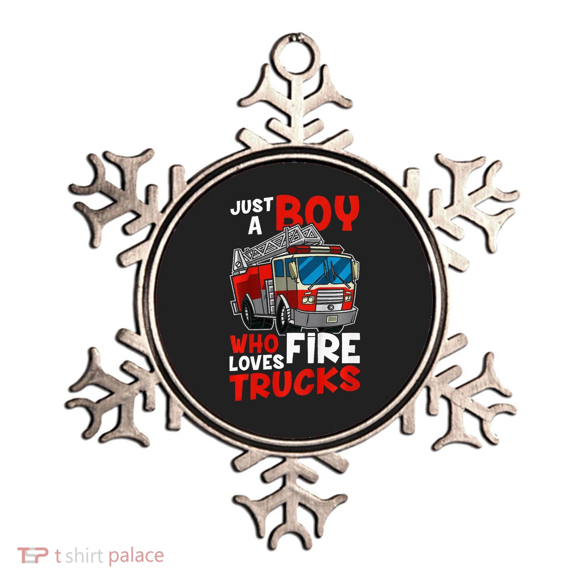 Firefighter Just A Boy Who Loves Fire Trucks Ornament