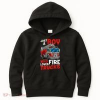 Firefighter Just A Boy Who Loves Fire Trucks Kids Hoodie thumb 0