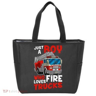Firefighter Just A Boy Who Loves Fire Trucks Tote Bag