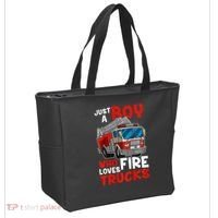 Firefighter Just A Boy Who Loves Fire Trucks Tote Bag thumb 2