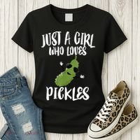 Funny Just A Girl Who Loves Pickles Gift Pickle Gift Women's T-Shirt thumb 3