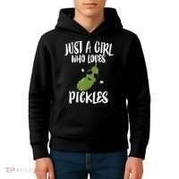 Funny Just A Girl Who Loves Pickles Gift Pickle Gift Kids Hoodie thumb 4