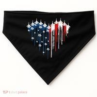 Fighter Jet Airplane American Flag Heart USA-Made Doggie Bandana thumb 0