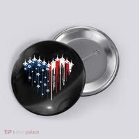 Fighter Jet Airplane American Flag Heart Button thumb 0