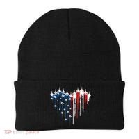 Fighter Jet Airplane American Flag Heart Beanie thumb 0