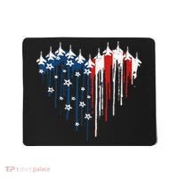 Fighter Jet Airplane American Flag Heart Mousepad thumb 0