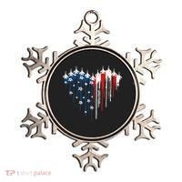 Fighter Jet Airplane American Flag Heart Ornament thumb 0