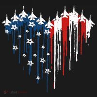 Fighter Jet Airplane American Flag Heart Baby Bodysuit thumb 2