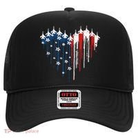 Fighter Jet Airplane American Flag Heart Hat thumb 0