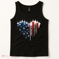 Fighter Jet Airplane American Flag Heart Tank Top thumb 2