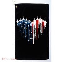 Fighter Jet Airplane American Flag Heart Golf Towel thumb 0