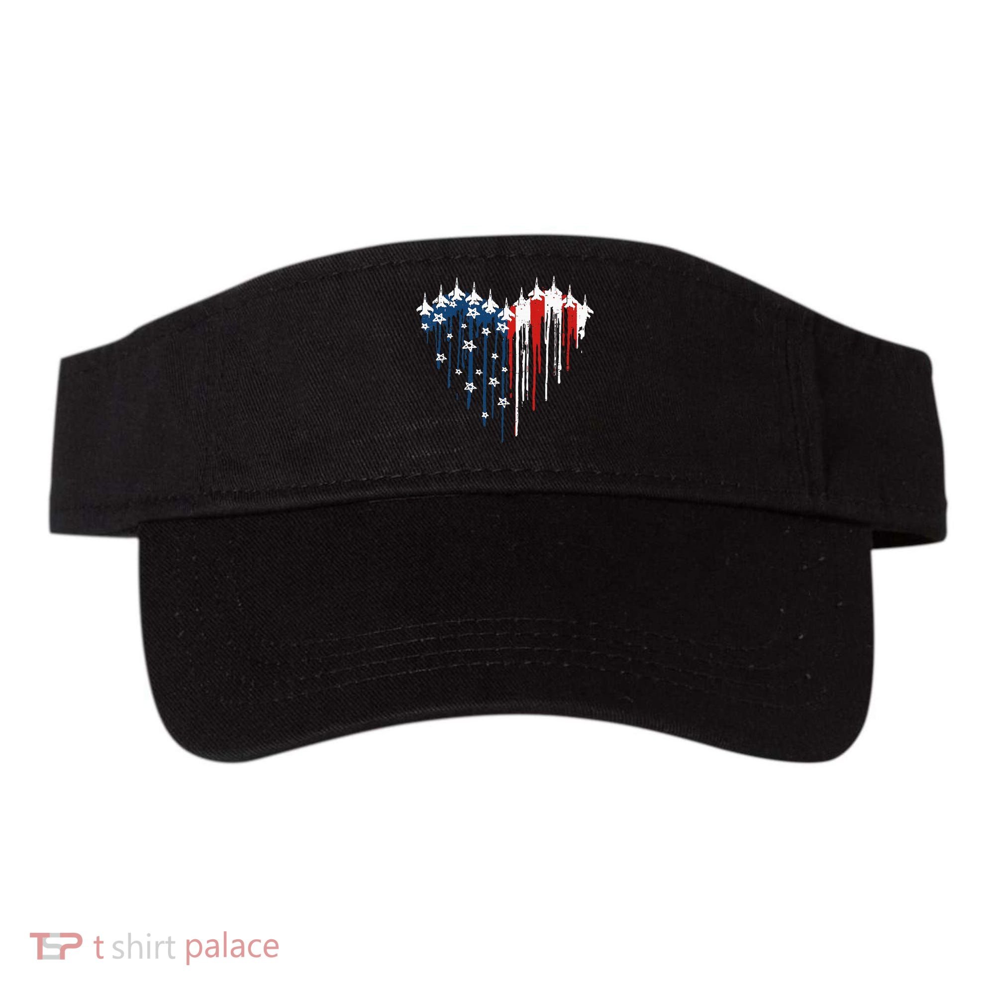 Fighter Jet Airplane American Flag Heart Visor