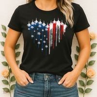 Fighter Jet Airplane American Flag Heart Women's T-Shirt thumb 2