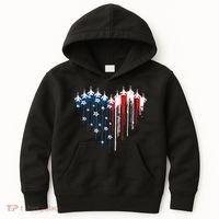 Fighter Jet Airplane American Flag Heart Kids Hoodie thumb 0