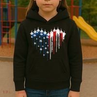 Fighter Jet Airplane American Flag Heart Kids Hoodie thumb 3