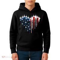 Fighter Jet Airplane American Flag Heart Kids Hoodie thumb 4