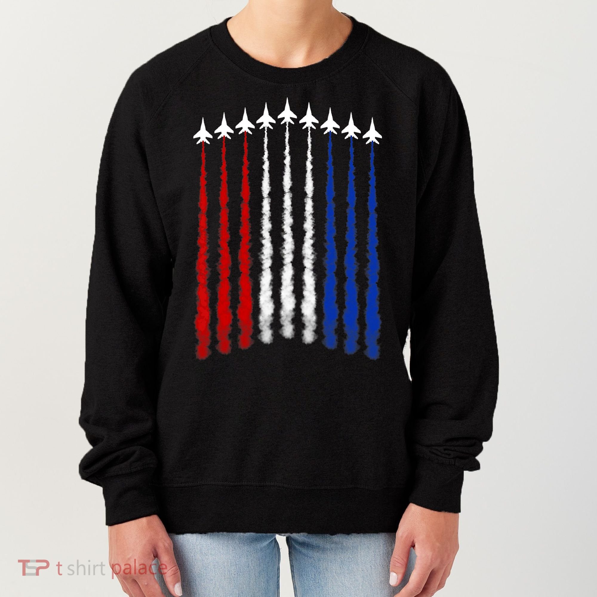Fighter Jets Airplane American Flag 4th Of July Celebration Women's Sweatshirt