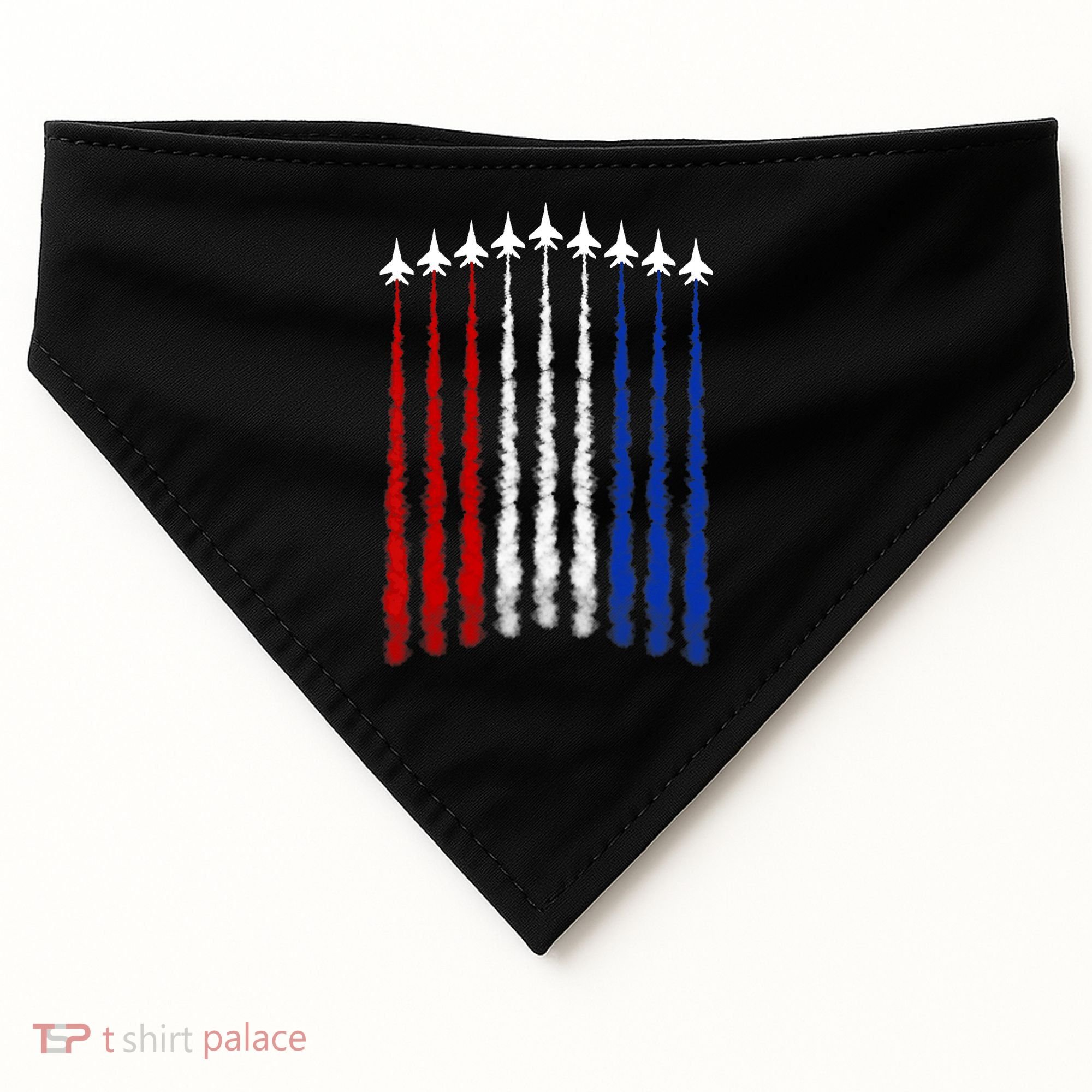 Fighter Jets Airplane American Flag 4th Of July Celebration USA-Made Doggie Bandana