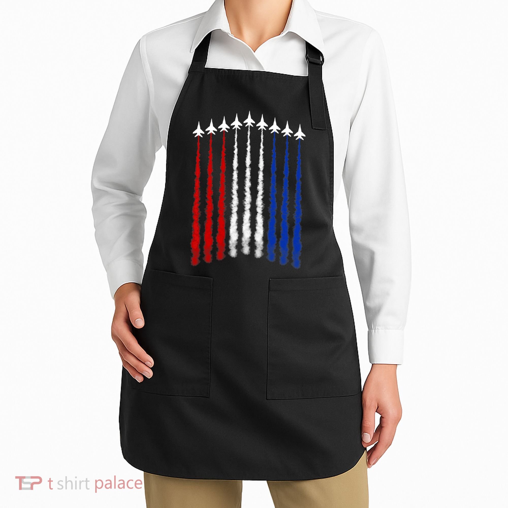 Fighter Jets Airplane American Flag 4th Of July Celebration Apron