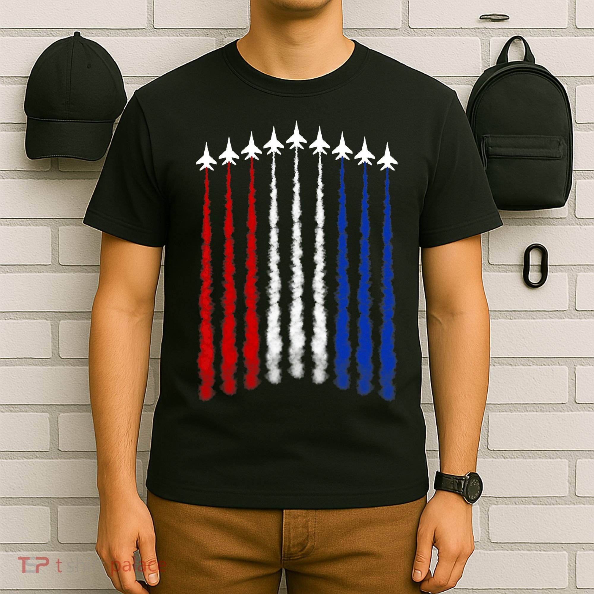 Fighter Jets Airplane American Flag 4th Of July Celebration T-Shirt