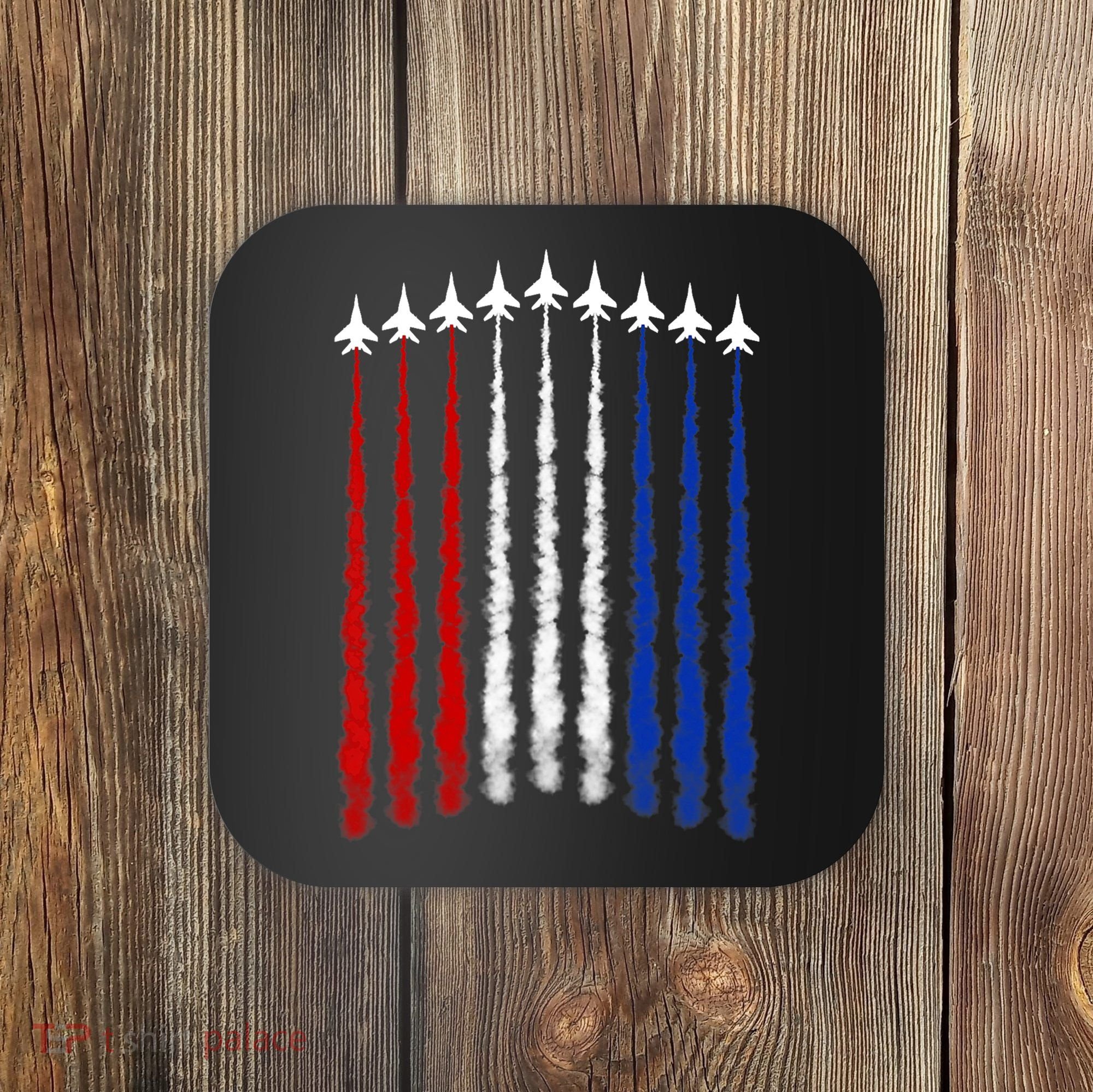 Fighter Jets Airplane American Flag 4th Of July Celebration Coaster