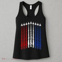 Fighter Jets Airplane American Flag 4th Of July Celebration Women's Tank Top thumb 3
