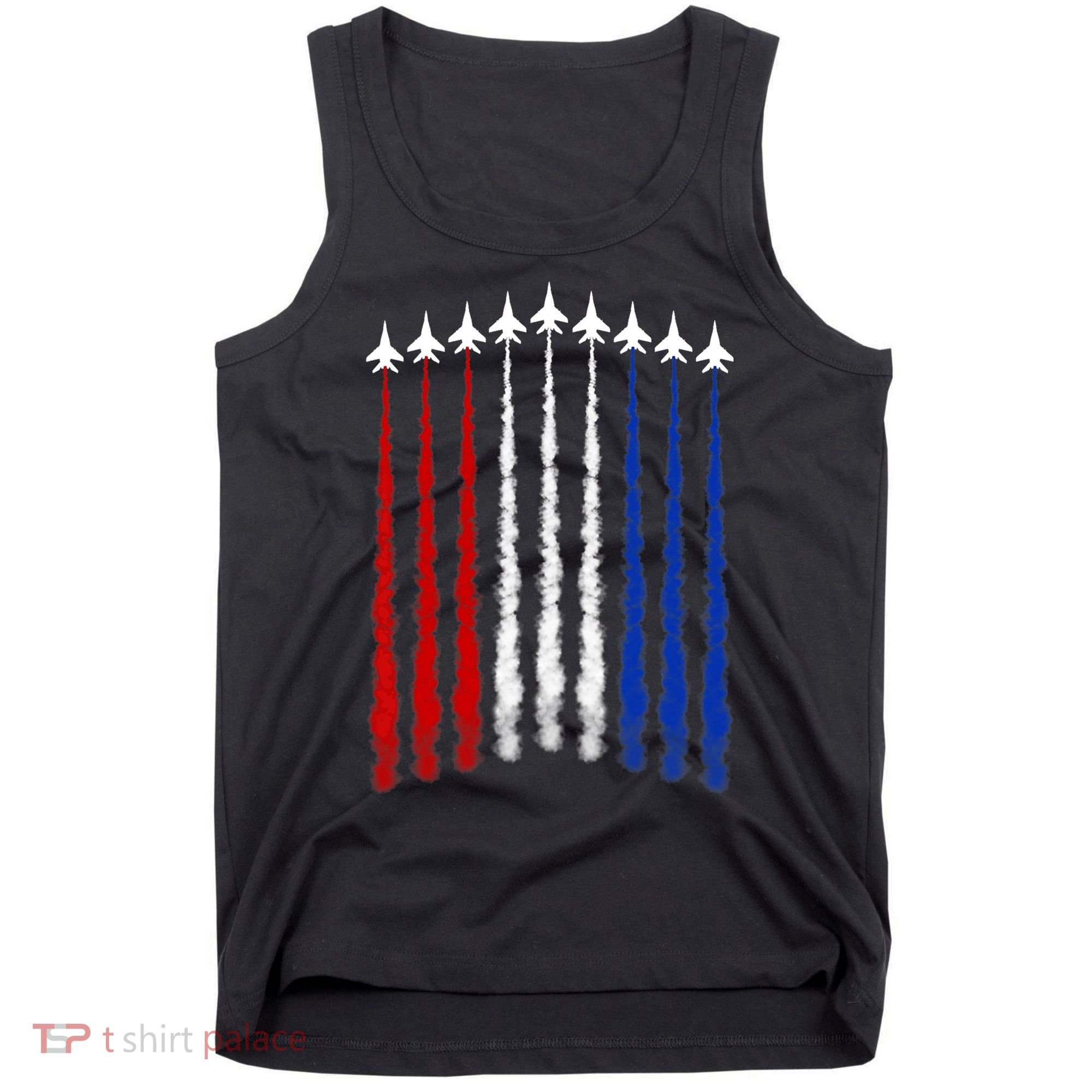 Fighter Jets Airplane American Flag 4th Of July Celebration Tank Top