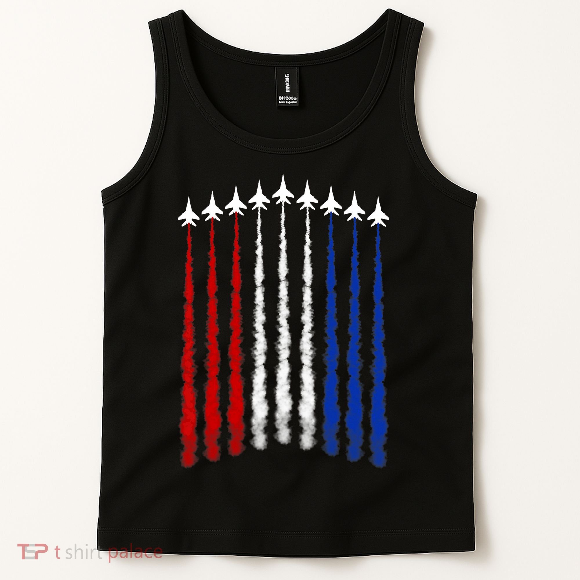 Fighter Jets Airplane American Flag 4th Of July Celebration Tank Top