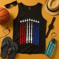 Fighter Jets Airplane American Flag 4th Of July Celebration Tank Top thumb 4