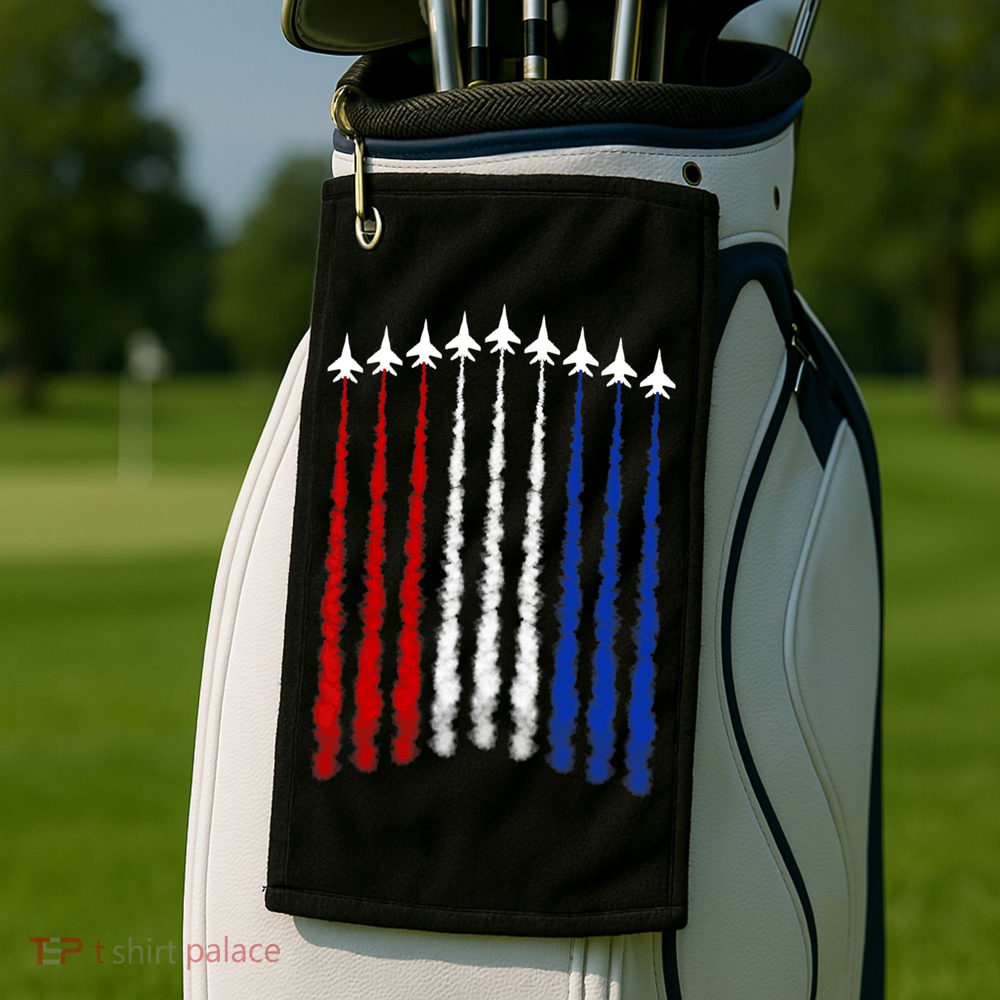 Fighter Jets Airplane American Flag 4th Of July Celebration Golf Towel