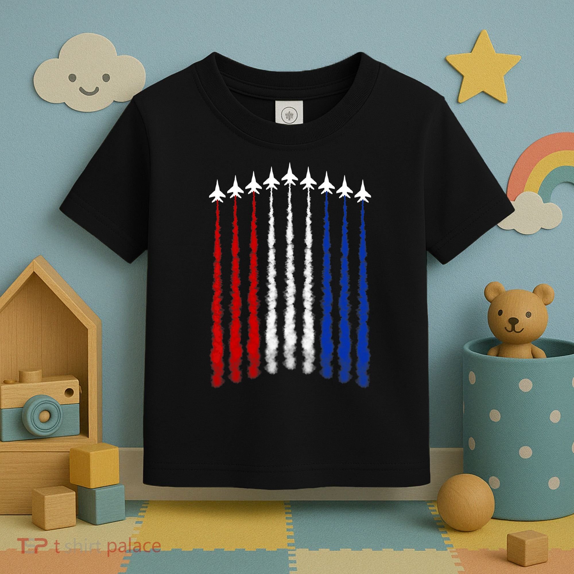 Fighter Jets Airplane American Flag 4th Of July Celebration Toddler T-Shirt
