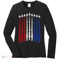 Fighter Jets Airplane American Flag 4th Of July Celebration Women's Long Sleeve Shirt thumb 0