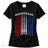 Fighter Jets Airplane American Flag 4th Of July Celebration Women's T-Shirt thumb 0