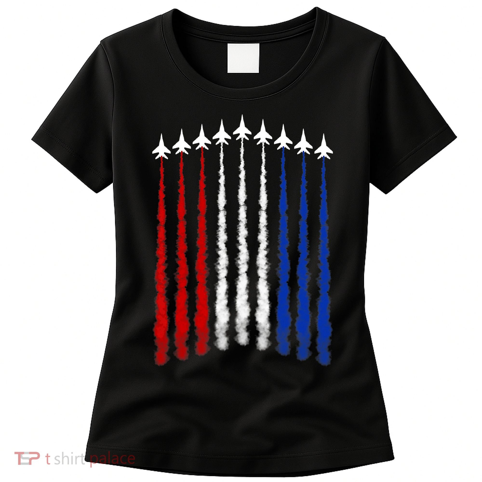 Fighter Jets Airplane American Flag 4th Of July Celebration Women's T-Shirt