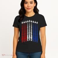Fighter Jets Airplane American Flag 4th Of July Celebration Women's T-Shirt thumb 4
