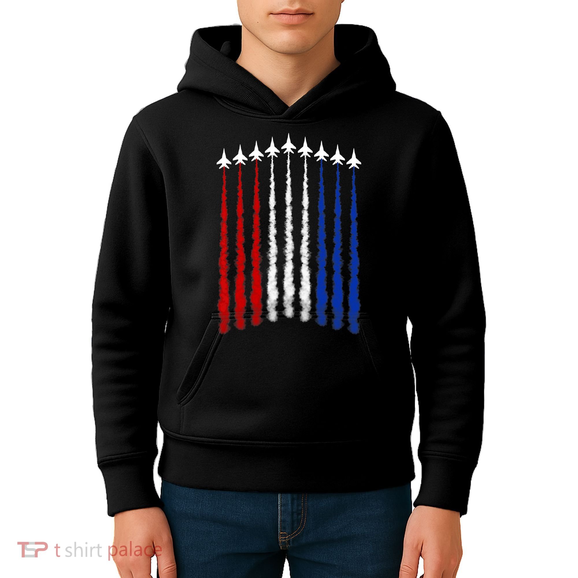 Fighter Jets Airplane American Flag 4th Of July Celebration Kids Hoodie