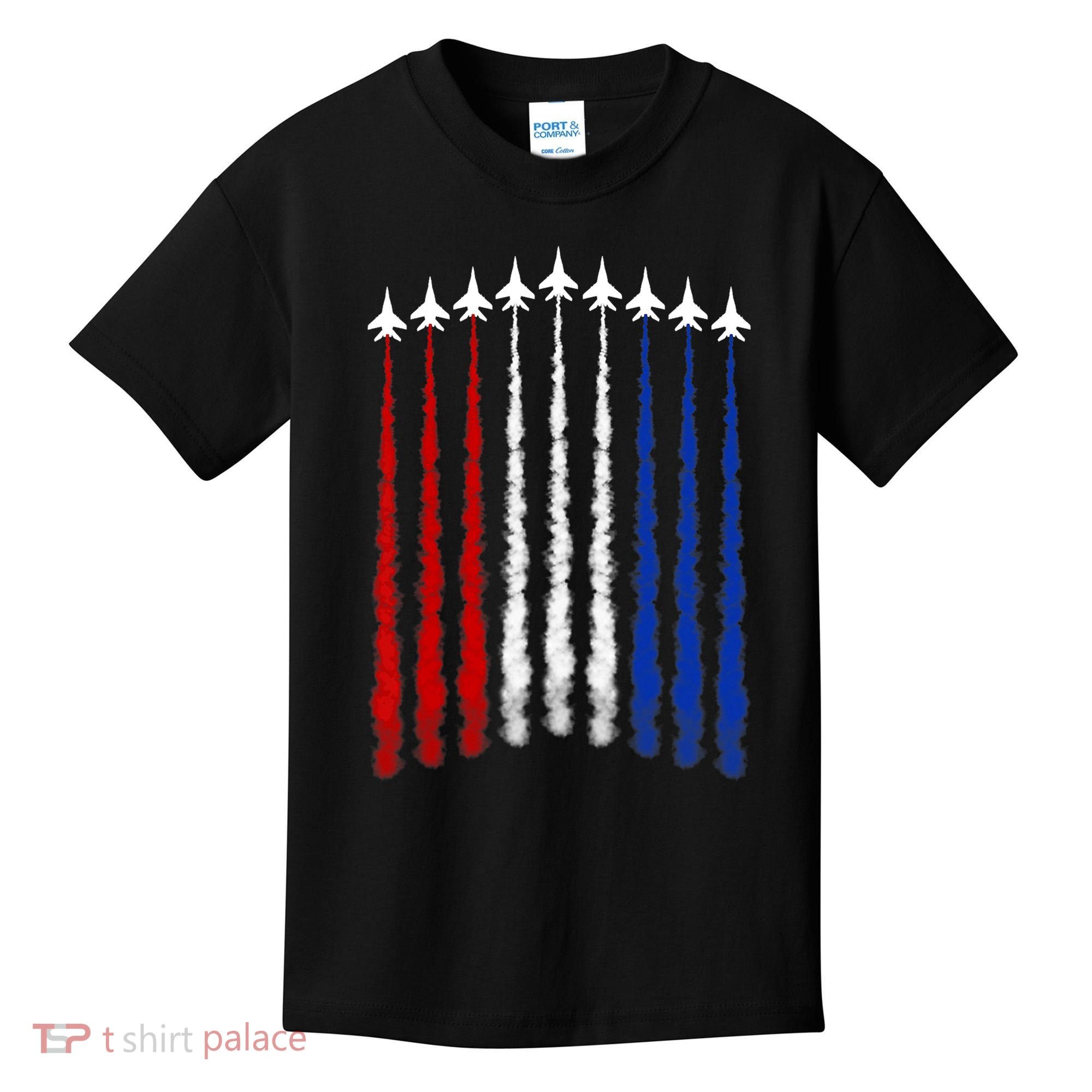 Fighter Jets Airplane American Flag 4th Of July Celebration Kids T-Shirt