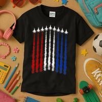 Fighter Jets Airplane American Flag 4th Of July Celebration Kids T-Shirt thumb 3