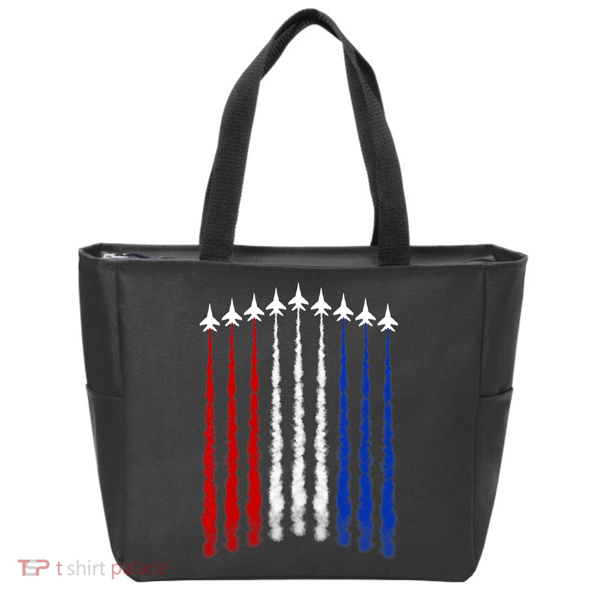 Fighter Jets Airplane American Flag 4th Of July Celebration Tote Bag