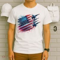 Flying Jets American Flag Usa Patriotic 4th Of July T-Shirt thumb 6