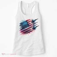 Flying Jets American Flag Usa Patriotic 4th Of July Women's Tank Top thumb 0