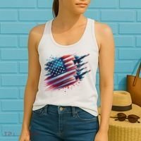 Flying Jets American Flag Usa Patriotic 4th Of July Women's Tank Top thumb 2