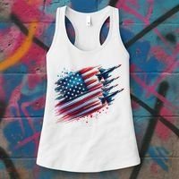 Flying Jets American Flag Usa Patriotic 4th Of July Women's Tank Top thumb 3