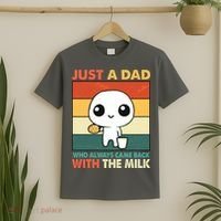 Funny Just A Dad Who Always Came Back With The Milk T-Shirt thumb 2