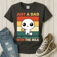 Funny Just A Dad Who Always Came Back With The Milk Women's T-Shirt thumb 3