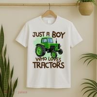 Farm Just A Boy Who Loves Tractors Gift T-Shirt thumb 2