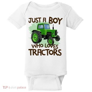 Farm Just A Boy Who Loves Tractors Gift Baby Bodysuit