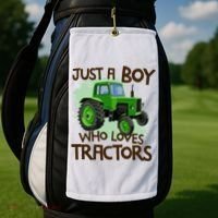 Farm Just A Boy Who Loves Tractors Gift Golf Towel thumb 2